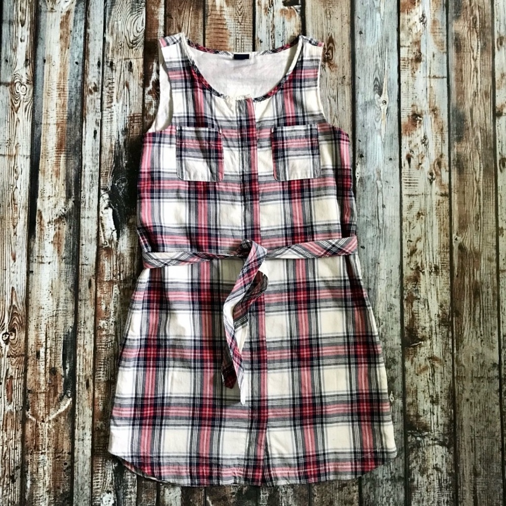 Gap Plaid Button Down Shift Dress ~ L (10)